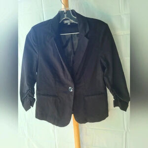 89th & Madison Black Jacket Blazer  Ruched Sleeves Size Medium